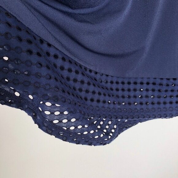 MICHAEL Michael Kors Lace Mesh Fit & Flare Dress Navy Short Sleeves Mini Dress S - Picture 14 of 16